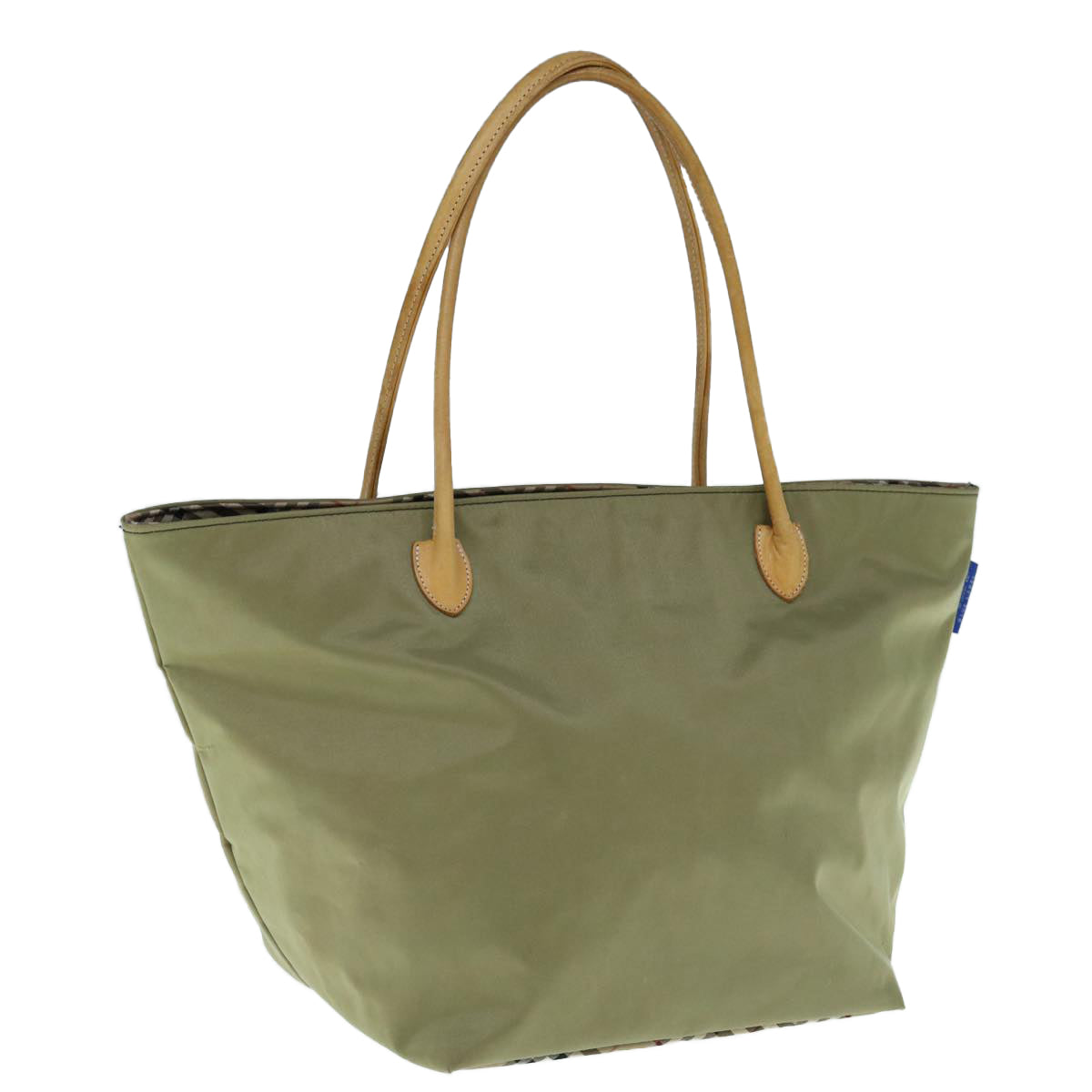 Luxury BurberrySs Blue Label Tote Bag Nylon Khaki Auth bs11303