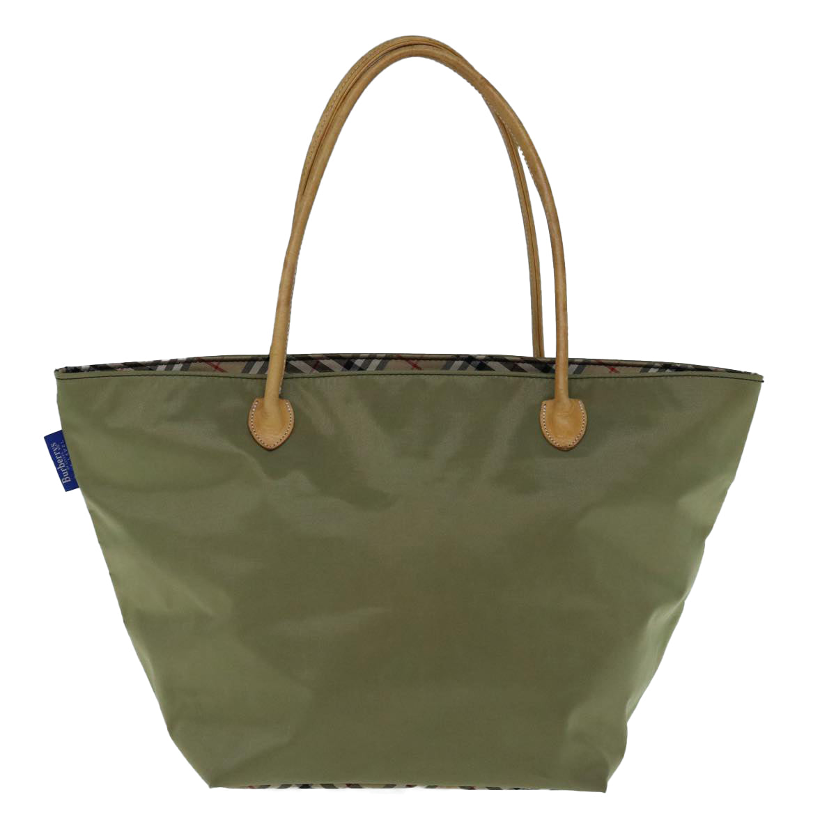 Luxury BurberrySs Blue Label Tote Bag Nylon Khaki Auth bs11303