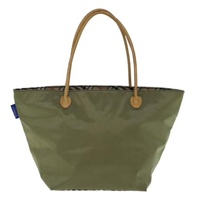 Luxury BurberrySs Blue Label Tote Bag Nylon Khaki Auth bs11303