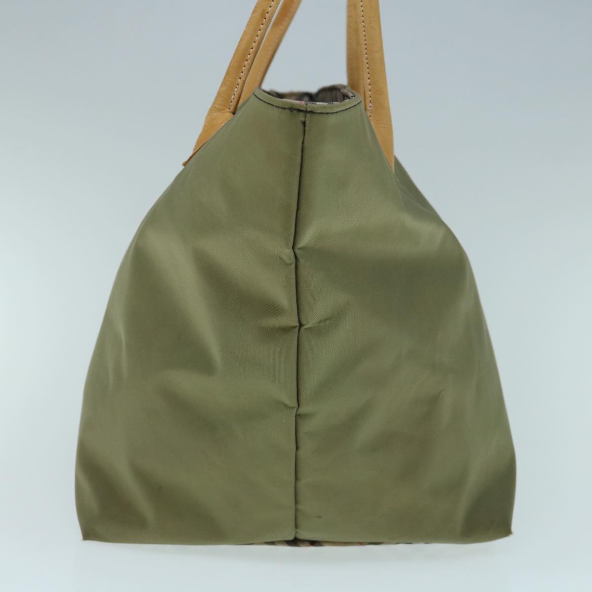 Luxury BurberrySs Blue Label Tote Bag Nylon Khaki Auth bs11303