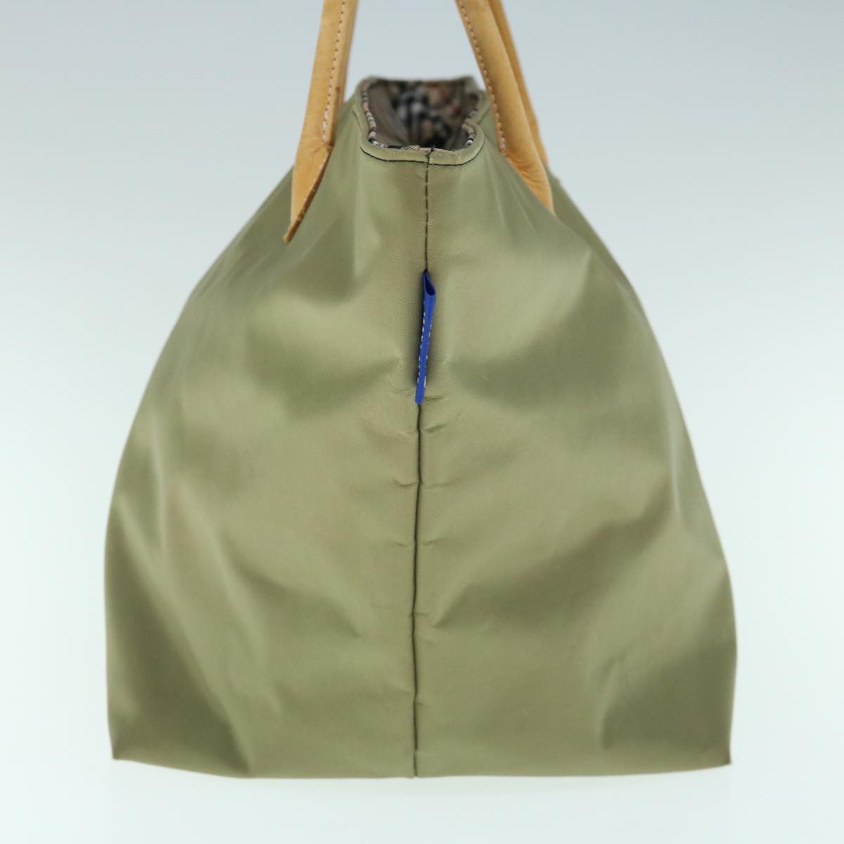 Luxury BurberrySs Blue Label Tote Bag Nylon Khaki Auth bs11303