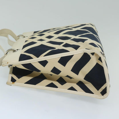 Luxury Burberry Tote Bag Canvas Navy White Auth bs11353