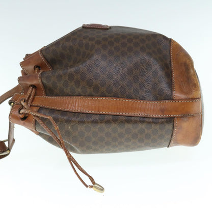 Luxury CELINE Macadam Canvas Shoulder Bag PVC Leather Brown  11386