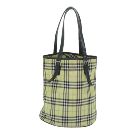Luxury BurberrySs Nova Check Blue Label Shoulder Bag Nylon Yellow Auth bs11447