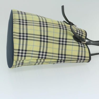 Luxury BurberrySs Nova Check Blue Label Shoulder Bag Nylon Yellow Auth bs11447