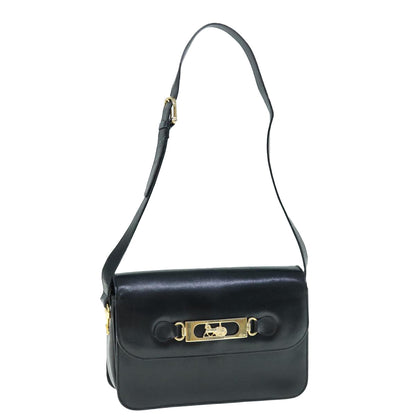 Luxury CELINE Shoulder Bag Leather Black  11462