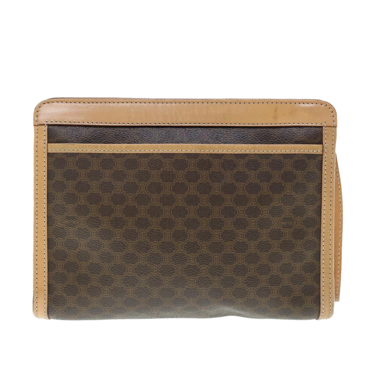 Luxury CELINE Macadam Canvas Clutch Bag PVC Leather Brown  11465