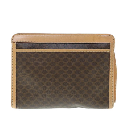 Luxury CELINE Macadam Canvas Clutch Bag PVC Leather Brown  11465
