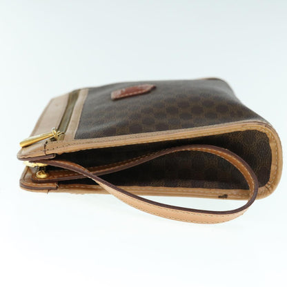Luxury CELINE Macadam Canvas Clutch Bag PVC Leather Brown  11465