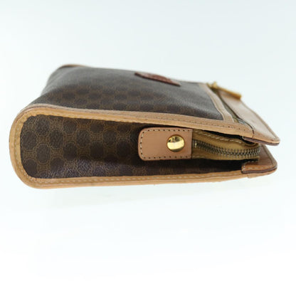 Luxury CELINE Macadam Canvas Clutch Bag PVC Leather Brown  11465