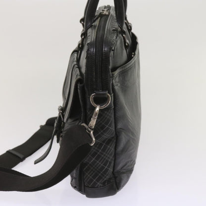 Luxury Burberry Shoulder Bag Leather 2Set Brown Black Auth bs11672