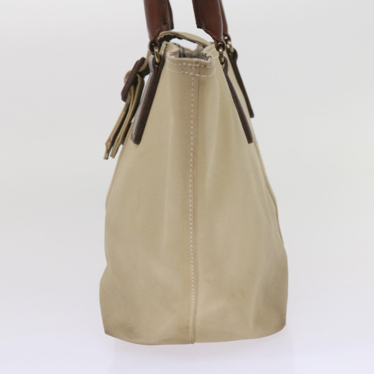 Luxury Burberry Tote Bag Canvas Beige Auth bs11831