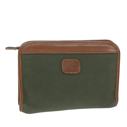 Luxury BurberrySs Clutch Bag Canvas Khaki Auth bs11841