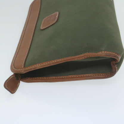 Luxury BurberrySs Clutch Bag Canvas Khaki Auth bs11841