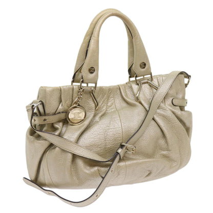 Luxury CELINE Hand Bag Leather 2way Gold Tone  11844