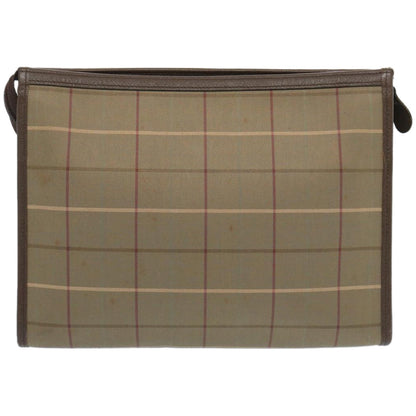 Luxury BurberrySs Nova Check Clutch Bag Canvas Beige Brown Auth bs12002