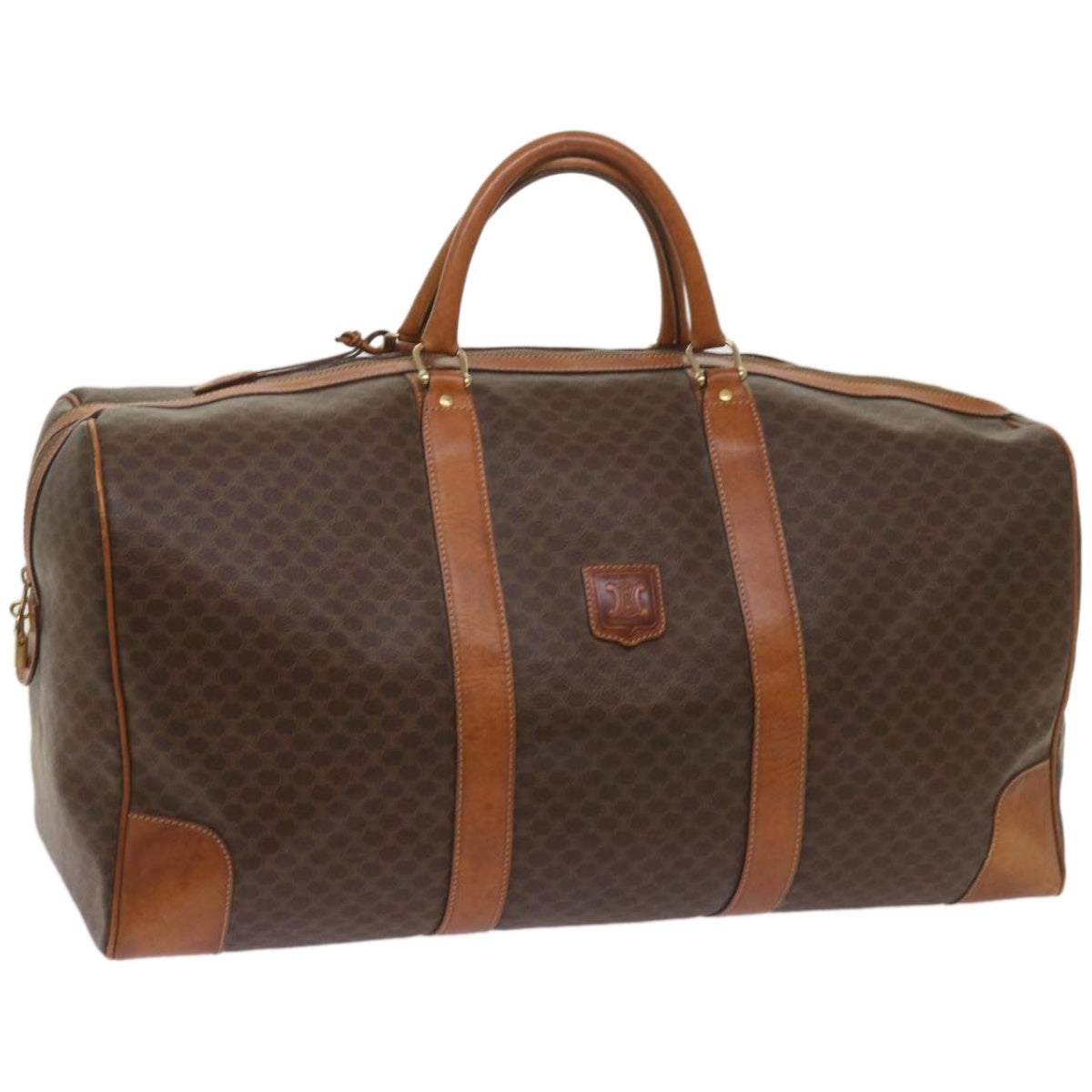 Luxury CELINE Macadam Canvas Boston Bag PVC Brown  12004