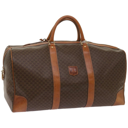 Luxury CELINE Macadam Canvas Boston Bag PVC Brown  12004