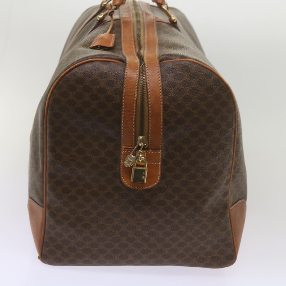 Luxury CELINE Macadam Canvas Boston Bag PVC Brown  12004