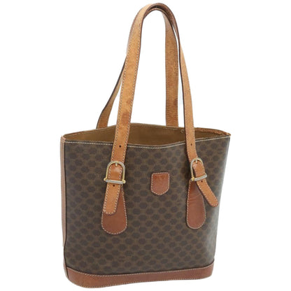 Luxury CELINE Macadam Canvas Hand Bag PVC Brown  12046