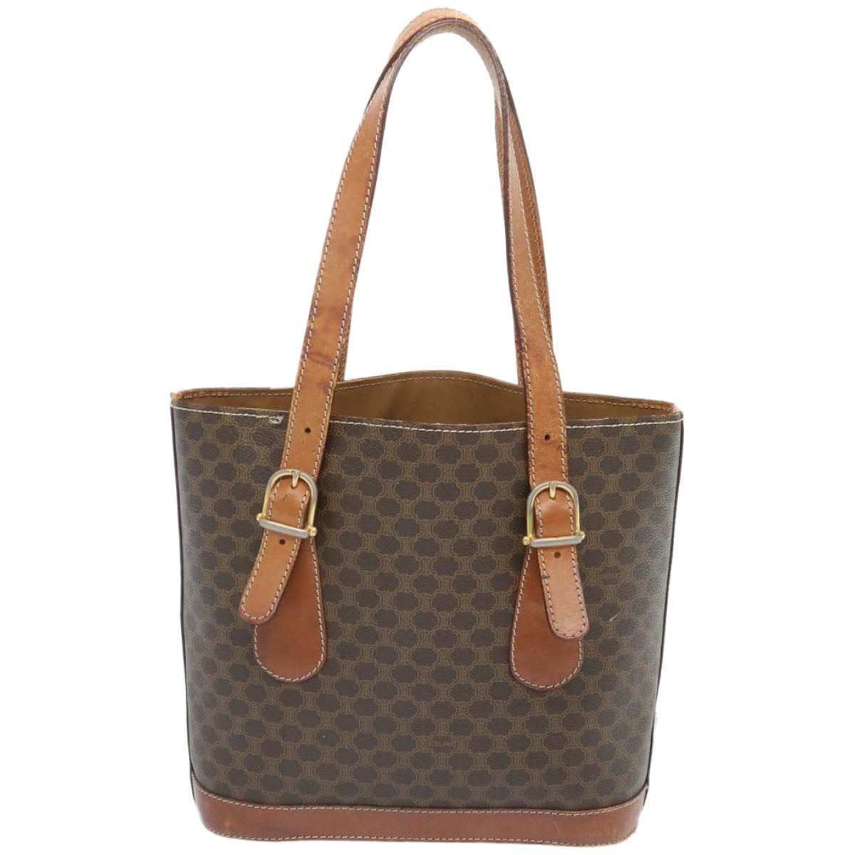 Luxury CELINE Macadam Canvas Hand Bag PVC Brown  12046
