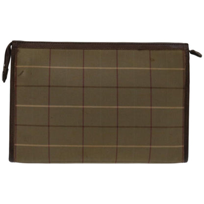 Luxury BurberrySs Nova Check Clutch Bag Canvas Brown Auth bs12054