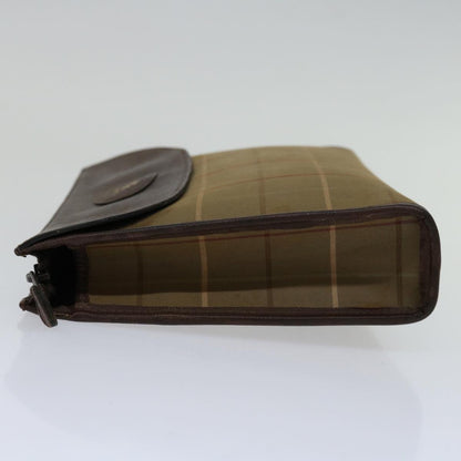 Luxury BurberrySs Nova Check Clutch Bag Canvas Brown Auth bs12054