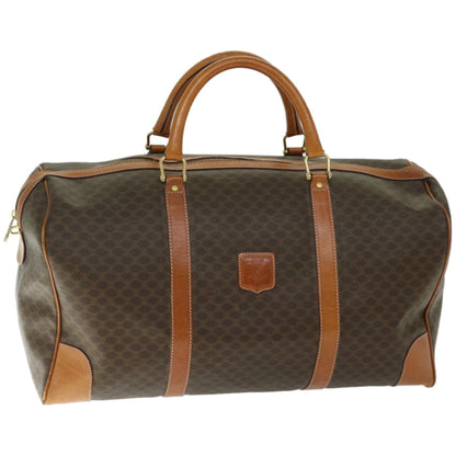 Luxury CELINE Macadam Canvas Boston Bag PVC Brown  12095