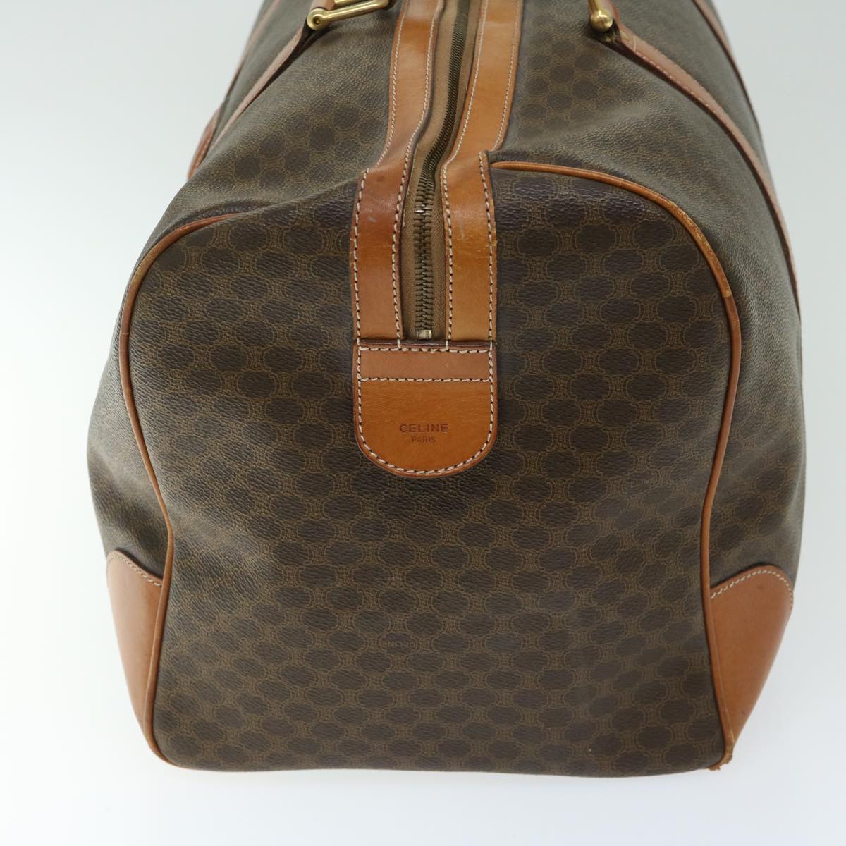 Luxury CELINE Macadam Canvas Boston Bag PVC Brown  12095