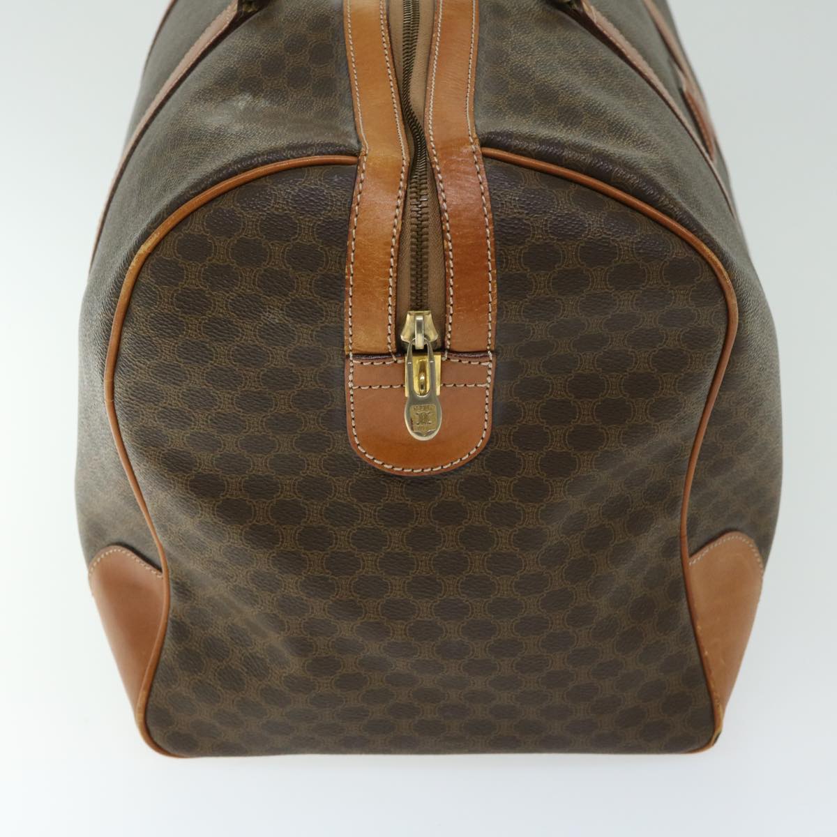 Luxury CELINE Macadam Canvas Boston Bag PVC Brown  12095