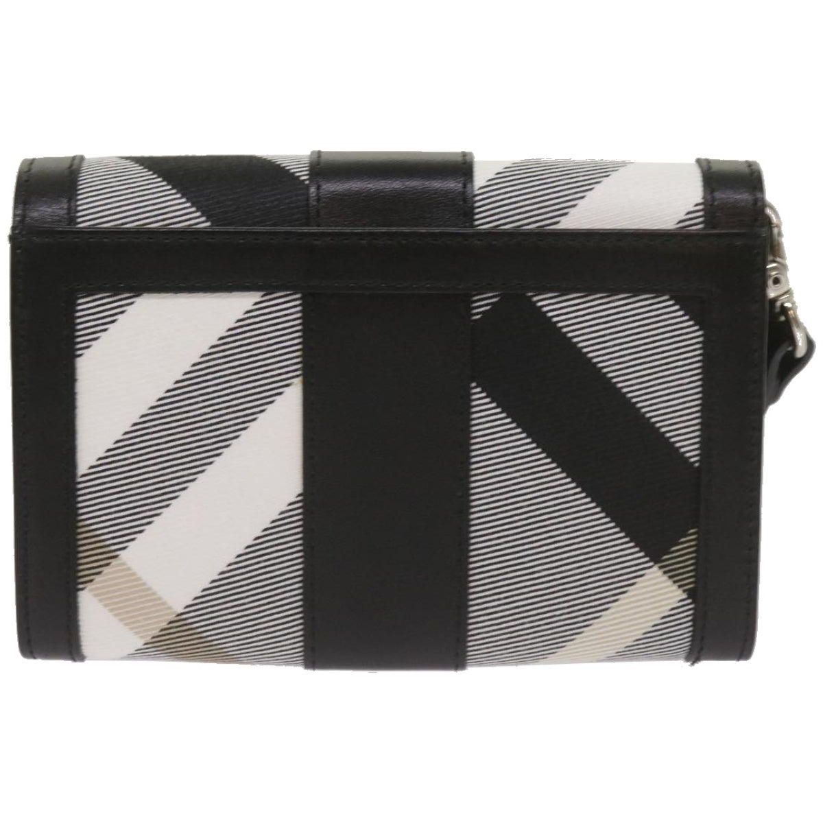 Luxury Burberry Nova Check Wallet Nylon Gray Black Auth bs12103