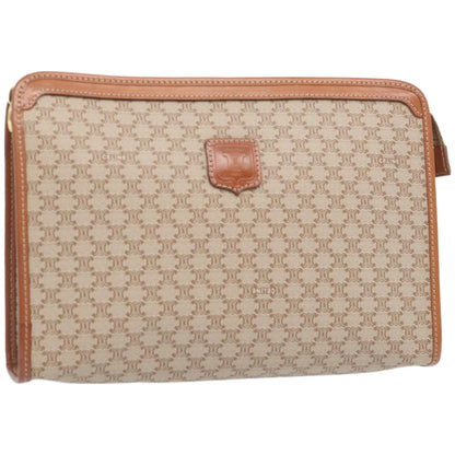 Luxury CELINE Macadam Canvas Clutch Bag Beige  12191