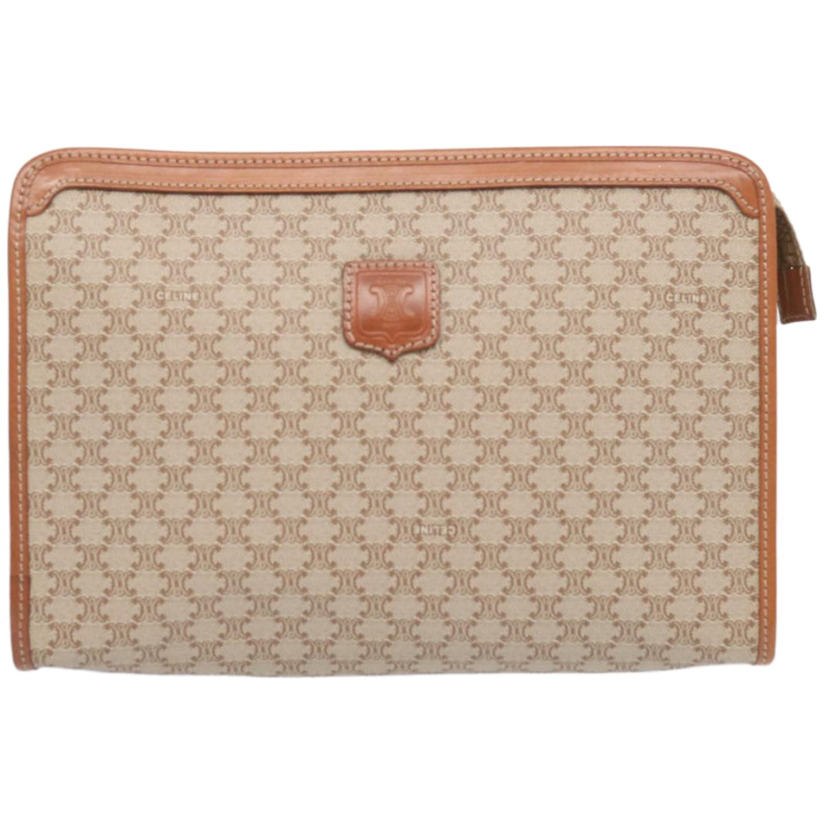 Luxury CELINE Macadam Canvas Clutch Bag Beige  12191