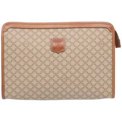 Luxury CELINE Macadam Canvas Clutch Bag Beige  12191
