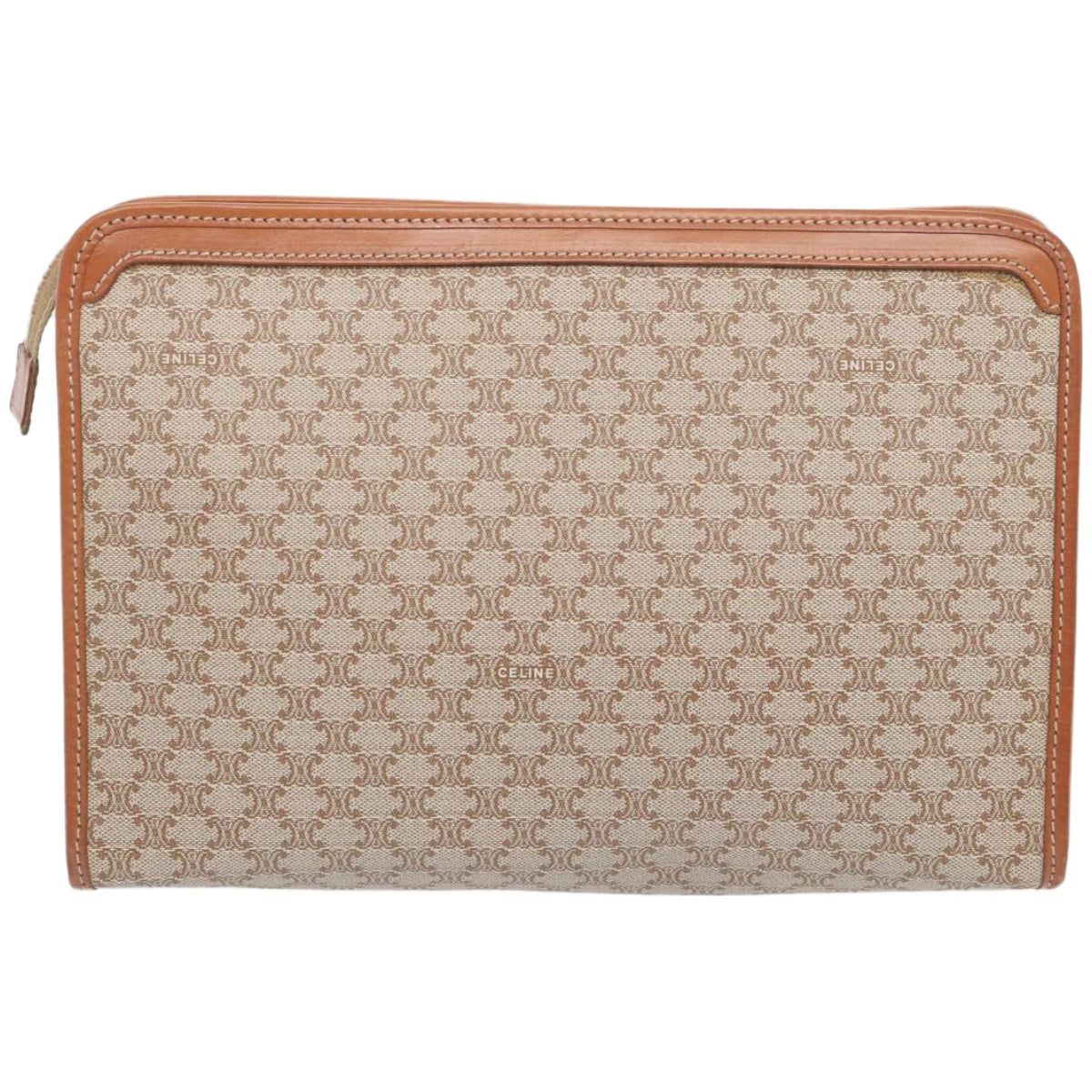 Luxury CELINE Macadam Canvas Clutch Bag Beige  12191