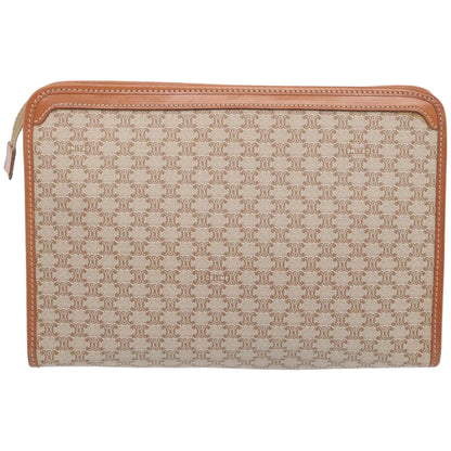 Luxury CELINE Macadam Canvas Clutch Bag Beige  12191