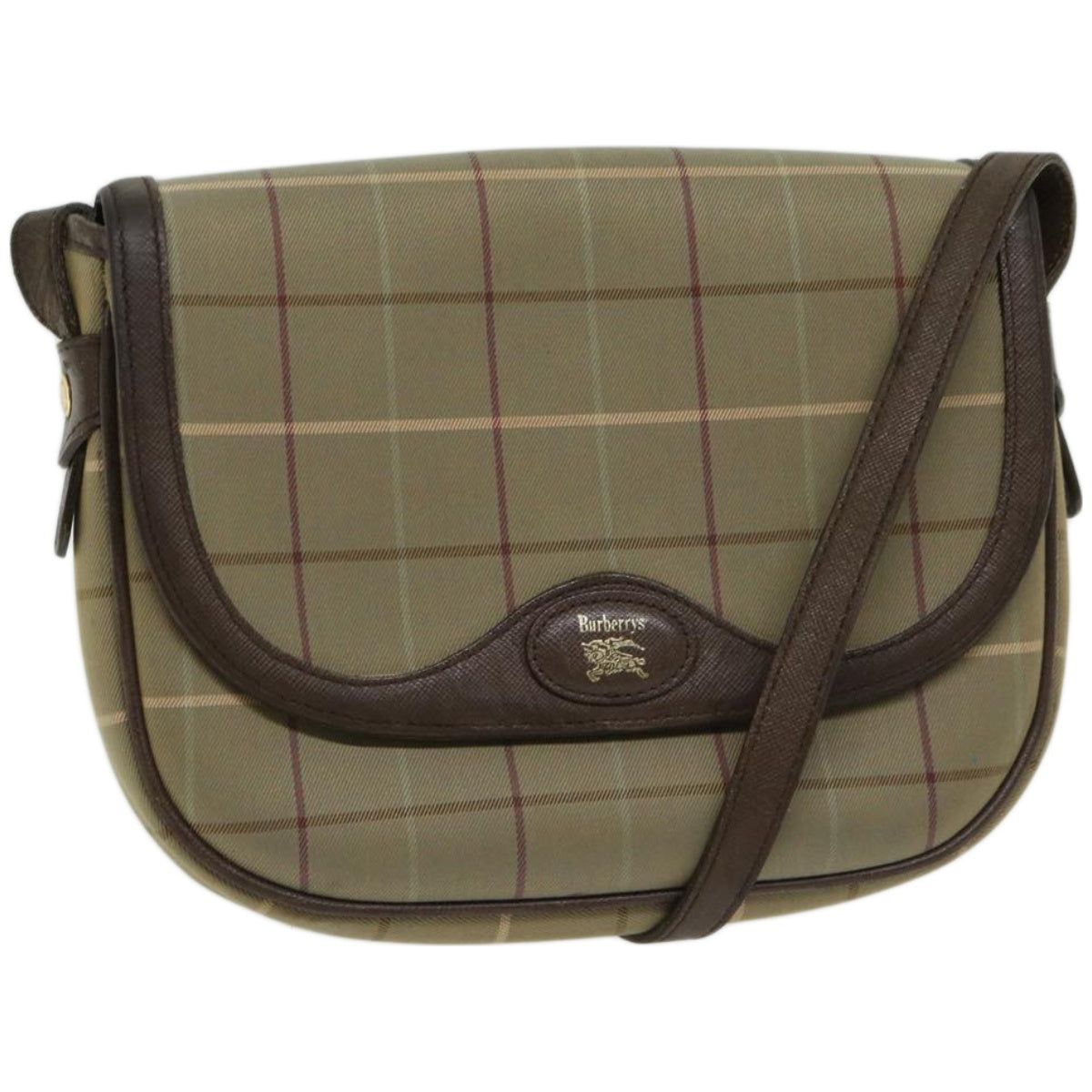 Luxury BurberrySs Nova Check Shoulder Bag Canvas Beige Auth bs12210