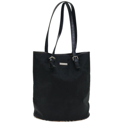 Luxury BurberrySs Nova Check Blue Label Shoulder Bag Nylon Beige Black Auth bs12222