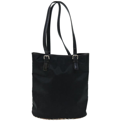 Luxury BurberrySs Nova Check Blue Label Shoulder Bag Nylon Beige Black Auth bs12222