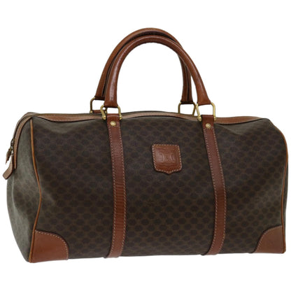 Luxury CELINE Macadam Canvas Boston Bag PVC Brown  12321