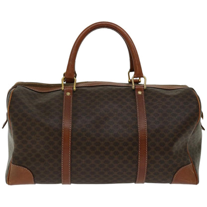 Luxury CELINE Macadam Canvas Boston Bag PVC Brown  12321