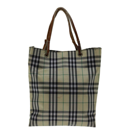 Luxury Burberry Nova Check Hand Bag Nylon Beige Auth bs12545