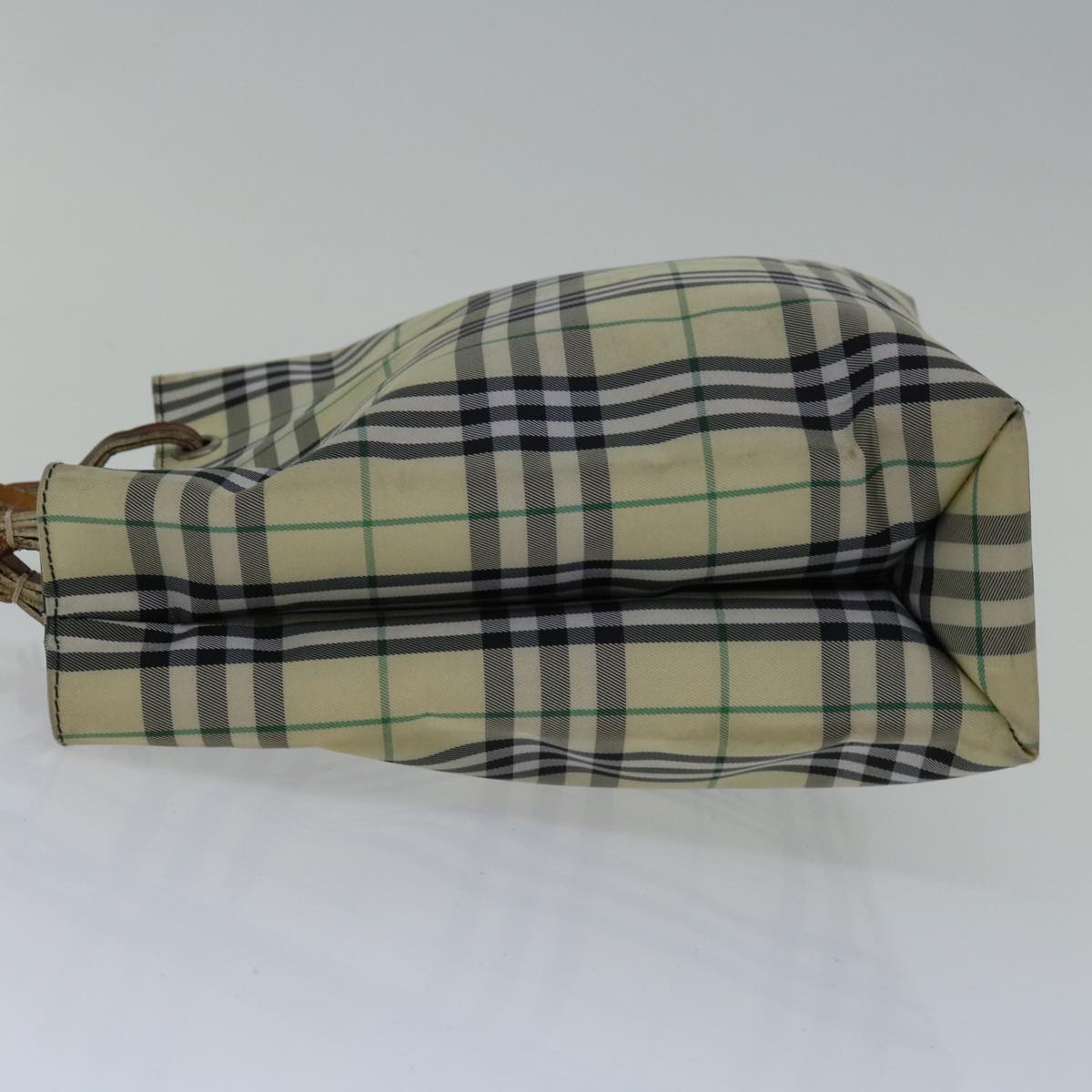 Luxury Burberry Nova Check Hand Bag Nylon Beige Auth bs12545