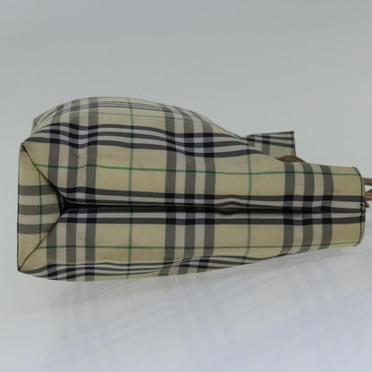 Luxury Burberry Nova Check Hand Bag Nylon Beige Auth bs12545