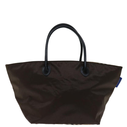 Luxury BurberrySs Blue Label Hand Bag Nylon Brown Auth bs12550