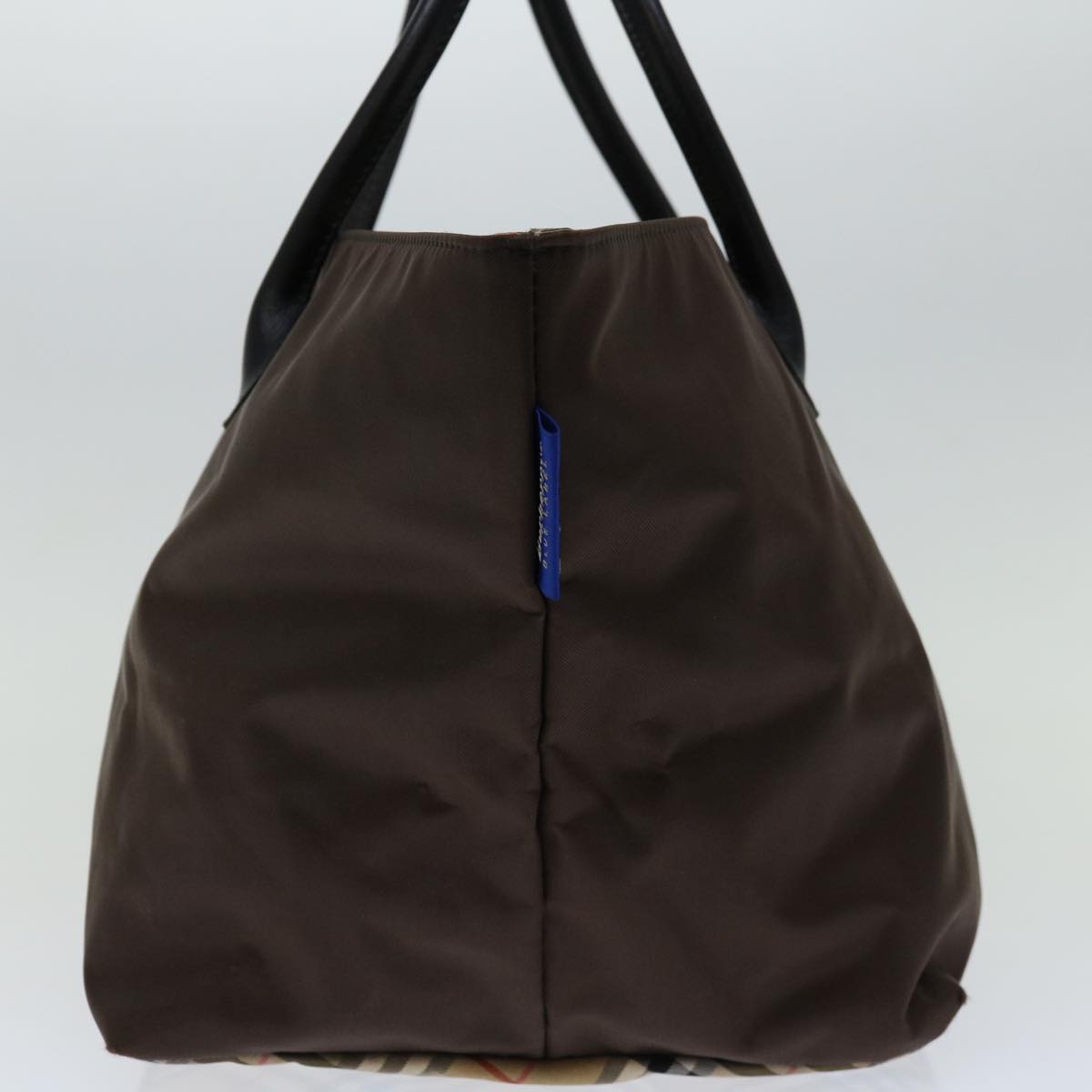 Luxury BurberrySs Blue Label Hand Bag Nylon Brown Auth bs12550