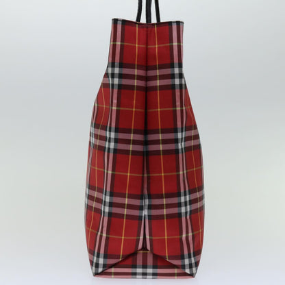 Luxury Burberry Nova Check Hand Bag Nylon Red Auth bs12551