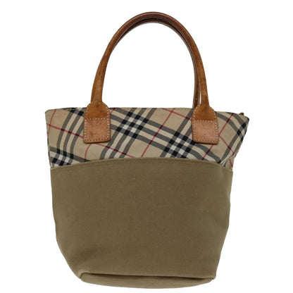 Luxury BurberrySs Blue Label Hand Bag Canvas Beige Auth bs12583