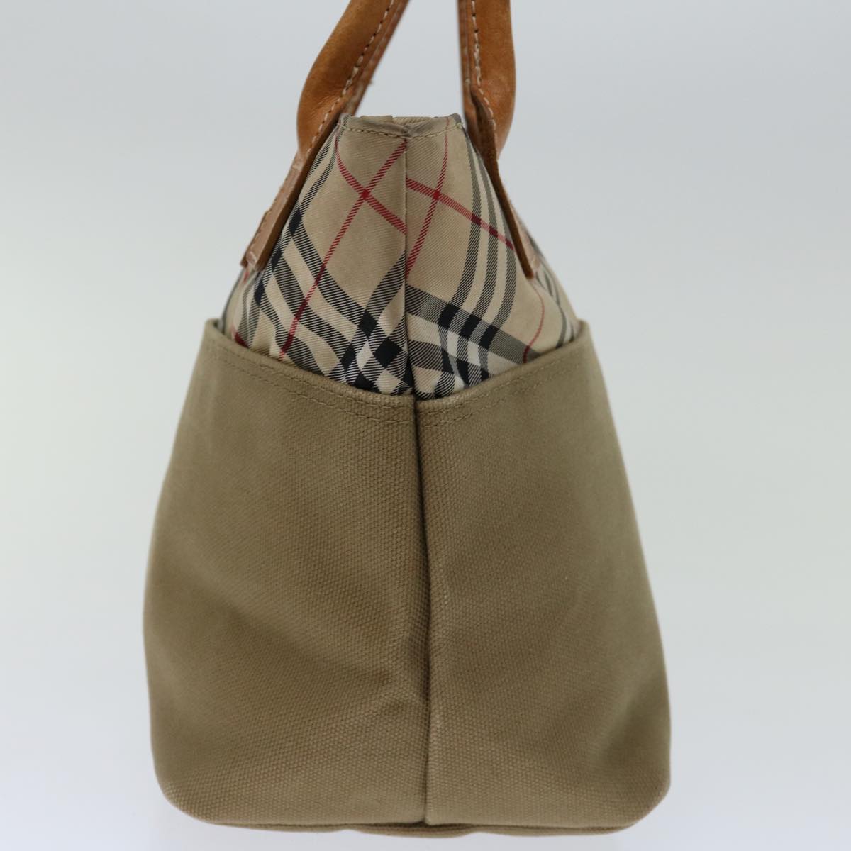 Luxury BurberrySs Blue Label Hand Bag Canvas Beige Auth bs12583