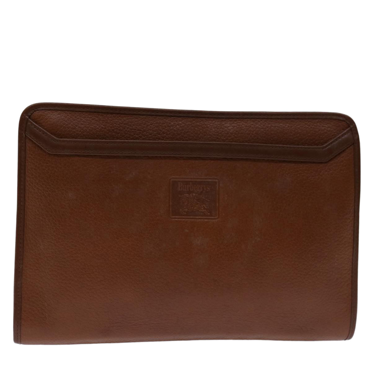Luxury BurberrySs Clutch Bag Leather Brown Auth bs12585